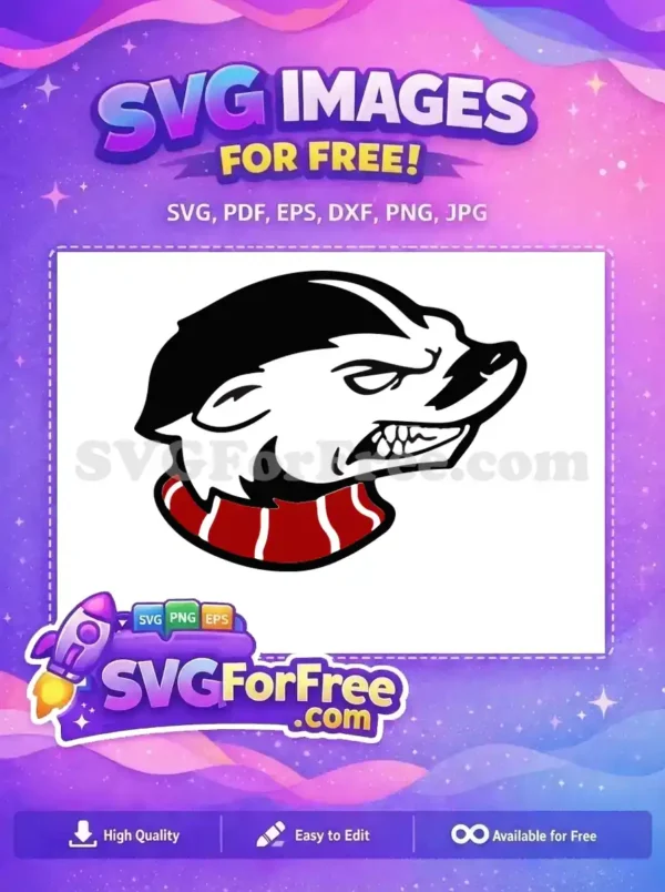 Free Badger Fierce Eyes Free Striped Scarf Sport Logos Free SVG