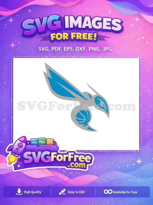 Free Stylized Hornet Logo Free Blue Grey Basketball Charlotte Hornets Free SVG Free Stylized Hornet Logo Free Blue Grey Basketball Charlotte Hornets Free SVG