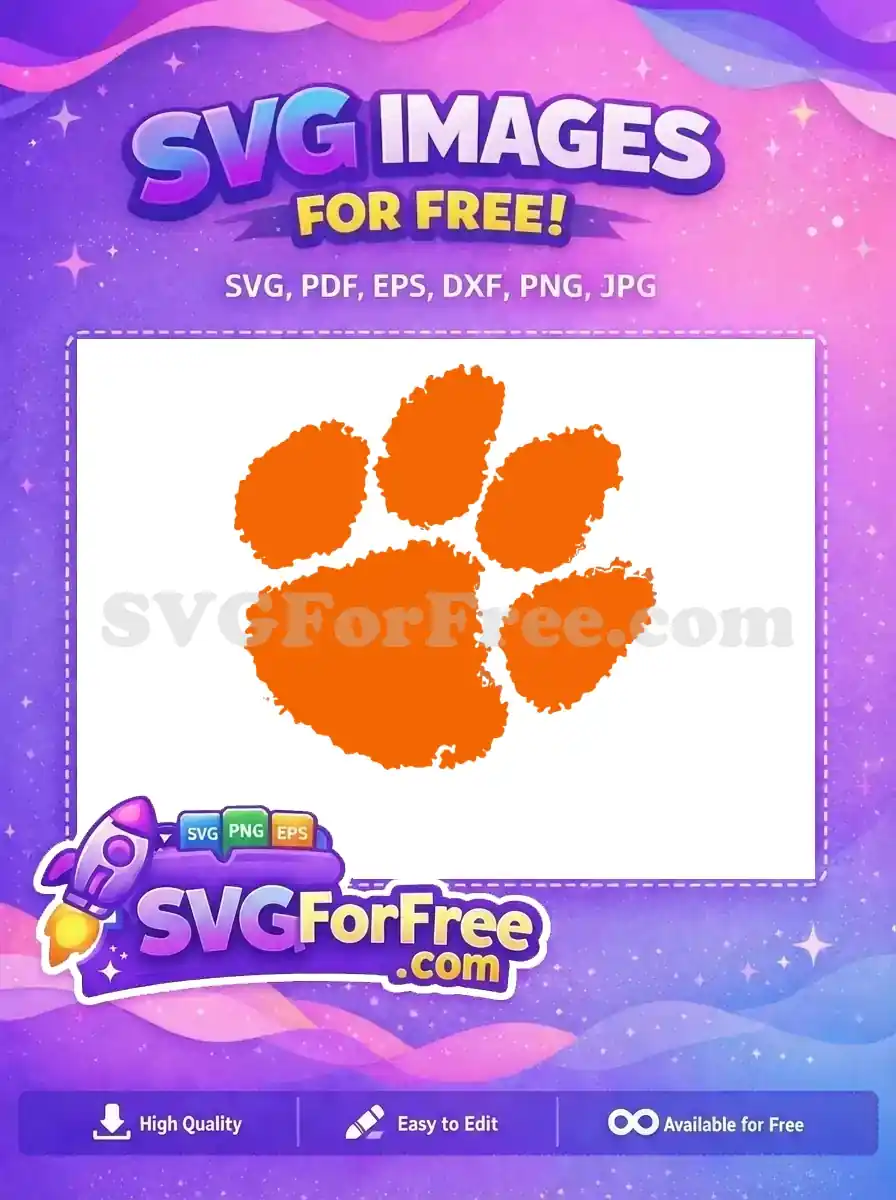 Free Orange Clemson Paw Free Sport Logos Free SVG
