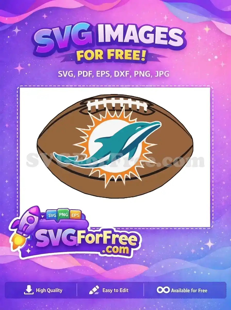 Free Teal Dolphin Free Orange Sun Miami Free SVG 3