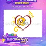 Free Burgundy Heart Free Yellow Accents Football Free SVG - Instant Download