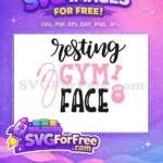 Free Resting Gym Face Pink Free Kettlebell Sport Free SVG - Instant Download