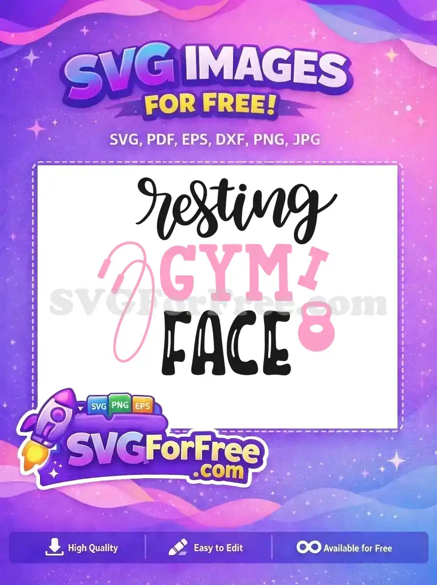 Free Resting Gym Face Pink Free Kettlebell Sport Free SVG