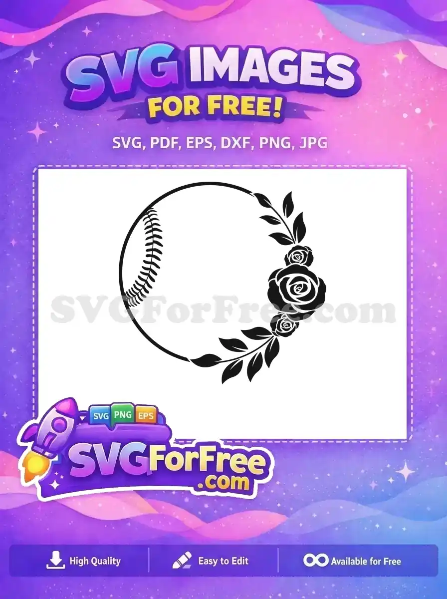 Free Baseball Stitching Free Floral Accent Sport Free SVG