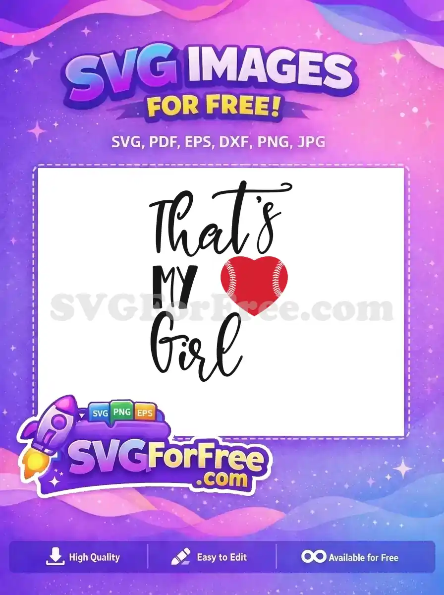 Free Baseball Heart Free That's My Girl Sport Free SVG