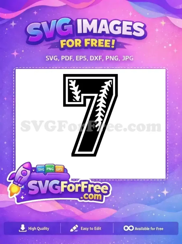 Free Number Seven Free Baseball Stitch Sport Free SVG 2