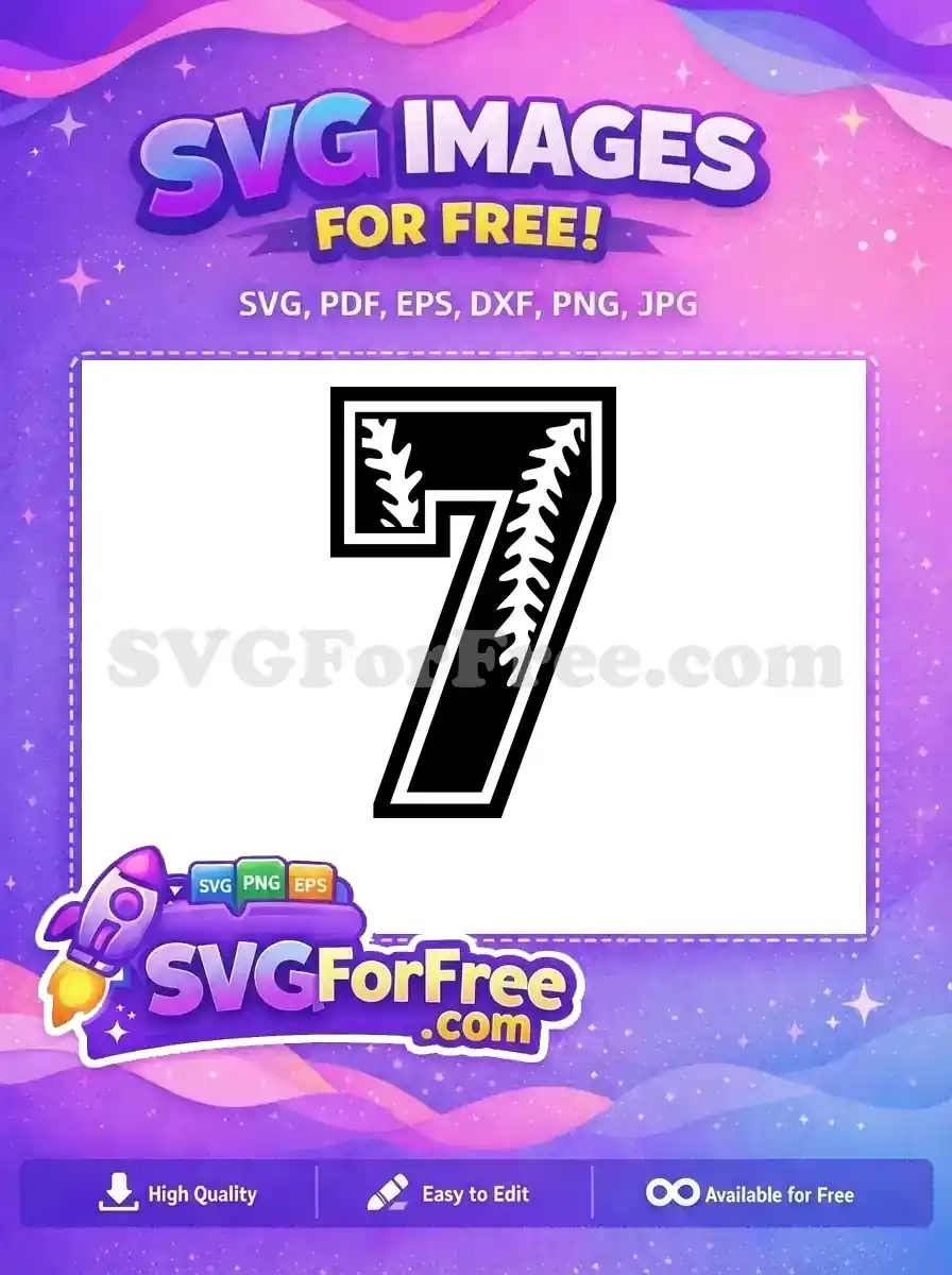 Free Number Seven Free Baseball Stitch Sport Free SVG 2