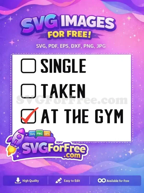 Free Single Taken Red Check Free At The Gym Free SVG Free Single Taken Red Check Free At The Gym Free SVG
