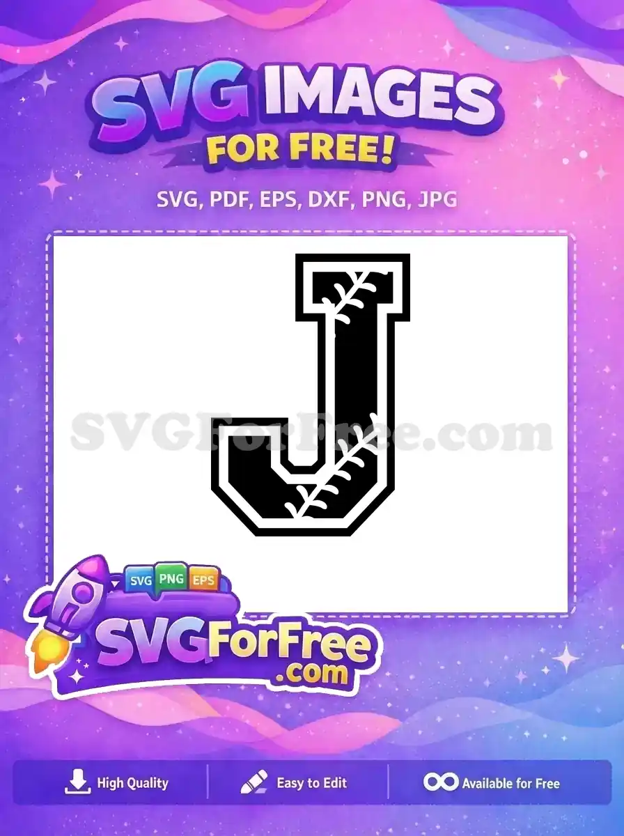 Free Baseball Stitch Free Letter J Sport Free SVG