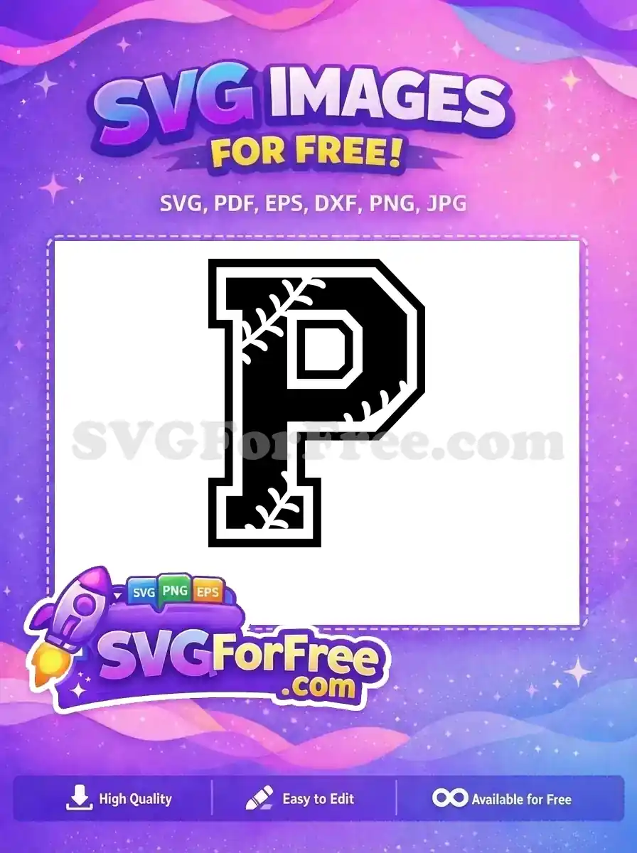 Free Baseball Stitch P Letter Free Sport Alphabet Free SVG