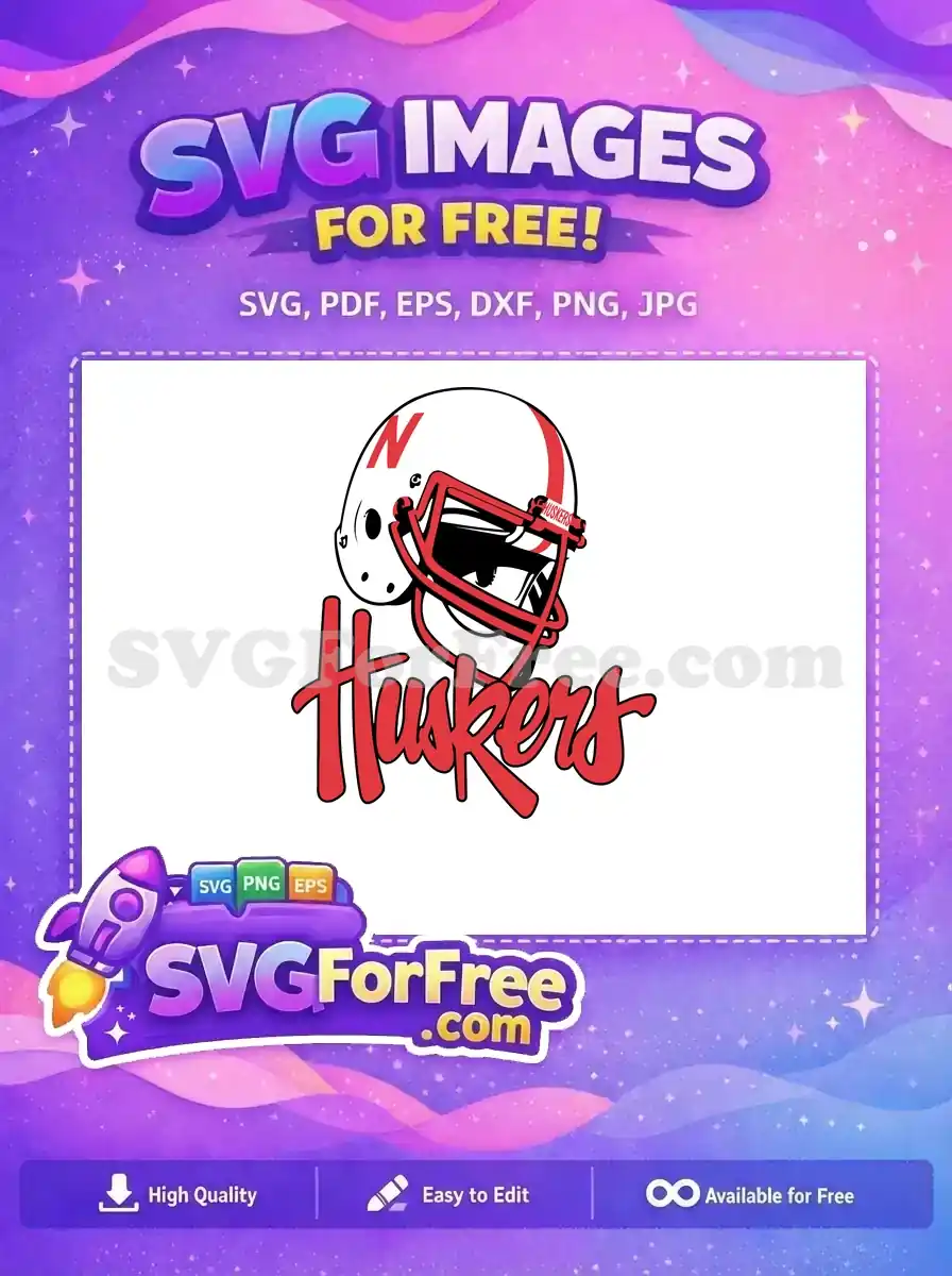 Free Nebraska Huskers Helmet Free Red Details NCAA Free SVG