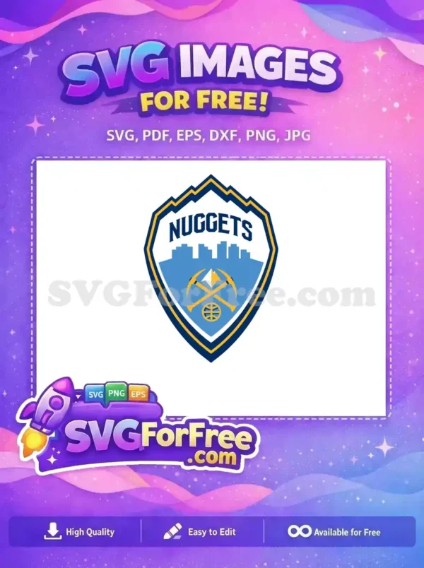 Free Denver Nuggets Shield Free Pickaxe Basketball Sport Logos Free SVG