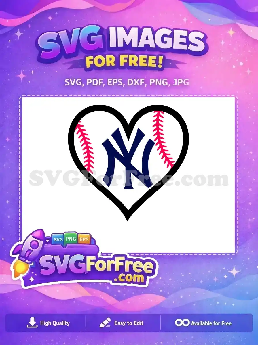 Free Baseball Heart Free NY Yankees Sport Free SVG