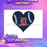 Free Detroit Tigers Heart Free Baseball Logo Sport Free SVG - Instant Download
