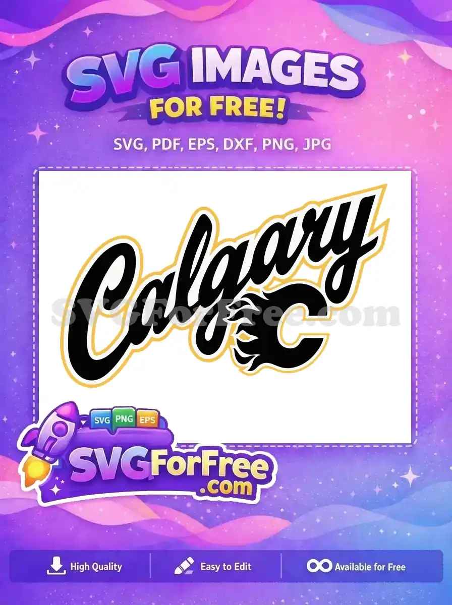 Free Calgary Flames Text Free Golden Outline Sport Logos Free SVG