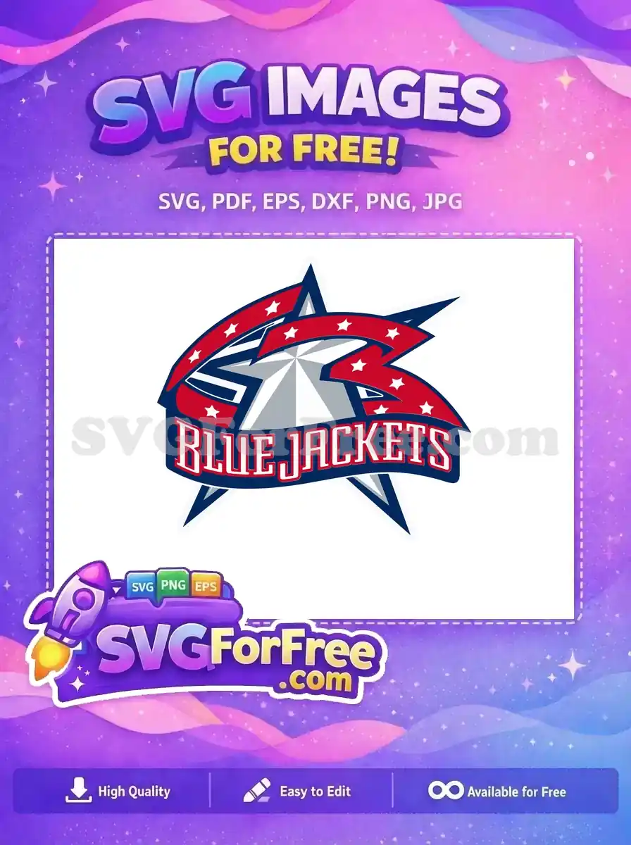 Free Red White Stars Free Blue Jackets Logo Free SVG