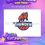 Free Charging Orange Bison Free Blue Outline Basketball Oklahoma City Thunder Free SVG - Instant Download
