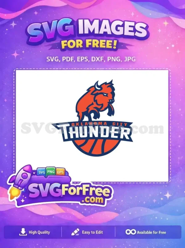 Free Charging Orange Bison Free Blue Outline Basketball Oklahoma City Thunder Free SVG