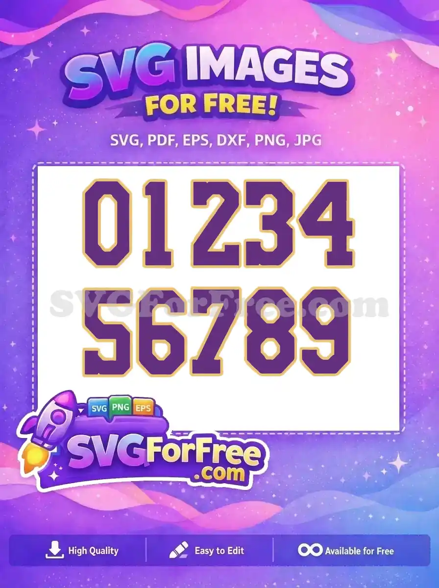 Free Purple Numbers Free Golden Outline Sport Logos Free SVG