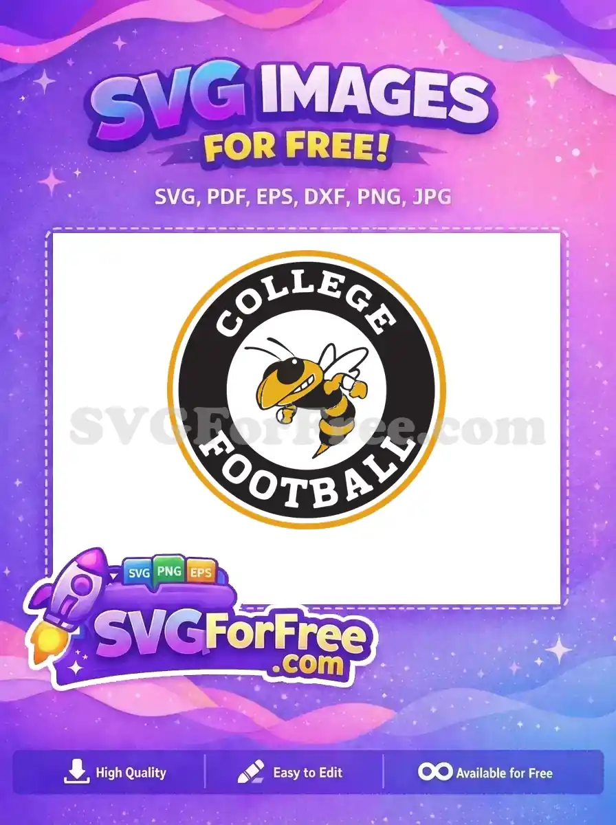 Free Angry Mascot Free Black Yellow College Football Free SVG