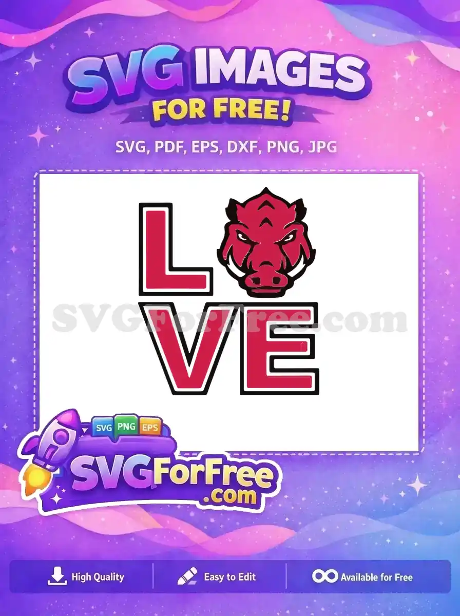 Free Razorback Head Free Love Graphic Arkansas Free SVG