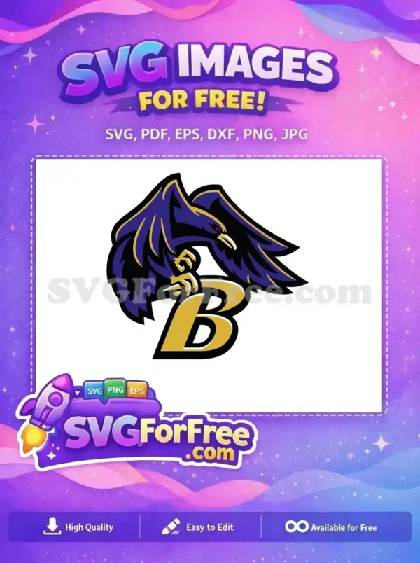 Free Purple Raven Mascot Free Golden Lettering Sport Free SVG
