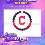 Free Red Letter C Free Beaded Circle Sport Free SVG - Instant Download