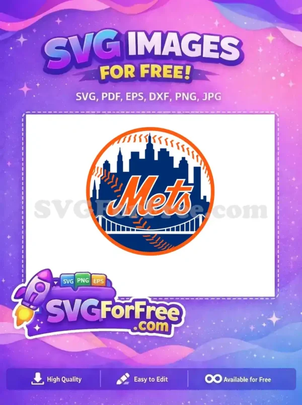 Free Orange Stitching Free Skyline Mets Logo Free SVG