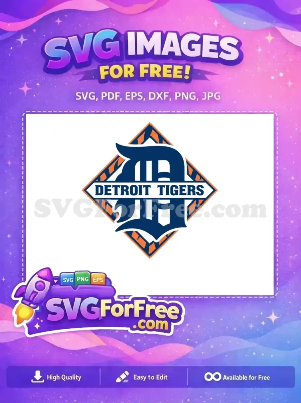 Free Detroit Tigers Logo Free Orange Diamond Sport Free SVG