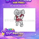 Free Gray Elephant Mascot Free Crimson Jersey Alabama Free SVG - Instant Download