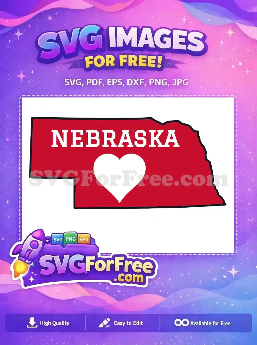 Free Nebraska State Outline Free White Heart College Free SVG