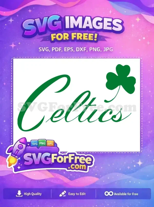 Free Green Cursive Script Free Three-Leaf Shamrock Boston Celtics Free SVG
