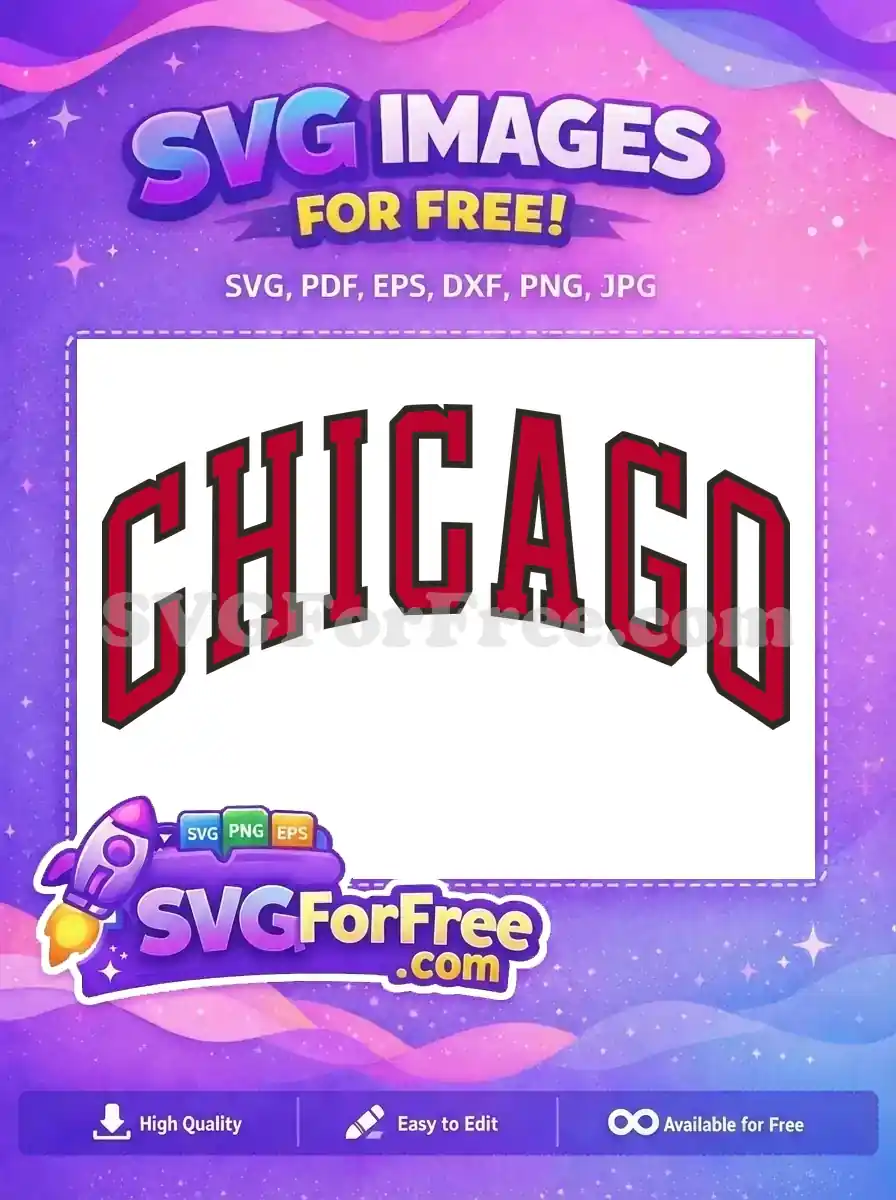 Free Chicago Bulls Arched Free Red Text Sport Free SVG