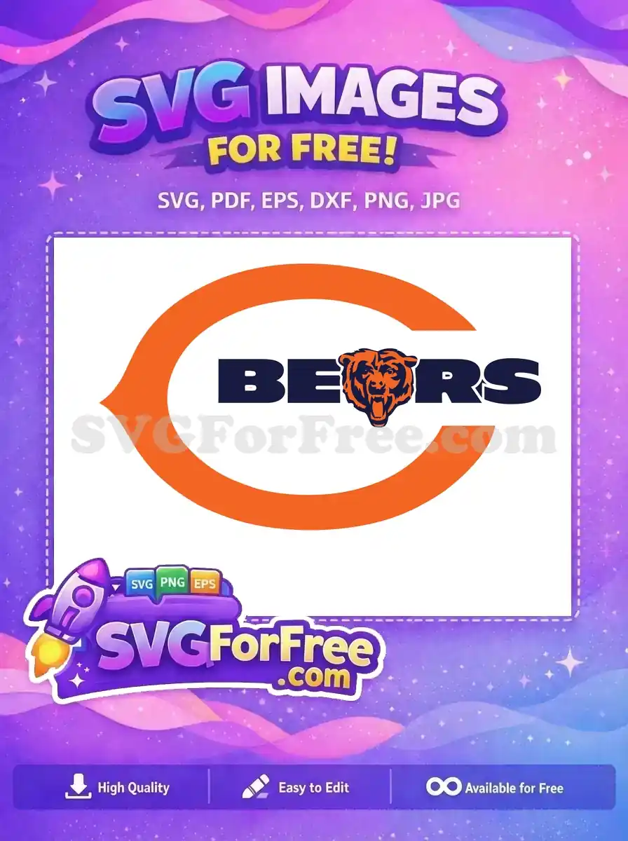 Free Orange Navy Outline Free Roaring Bear Chicago Free SVG