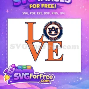 Free Auburn Tigers LOVE Free Orange Navy Free SVG