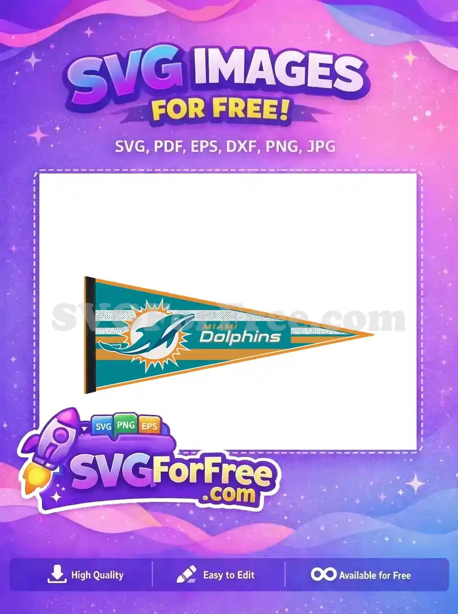 Free Teal Dolphin Free Pennant Design Miami Free SVG