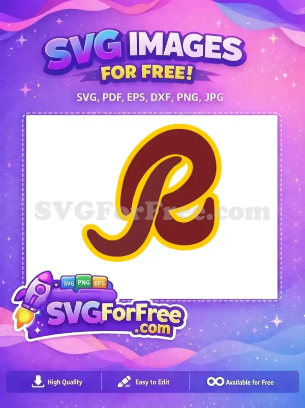 Free Washington Redskins R Free Maroon Gold Vintage Logo Free SVG