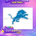 Free Leaping Roaring Lion Free Blue Silver Detroit Free SVG - Instant Download
