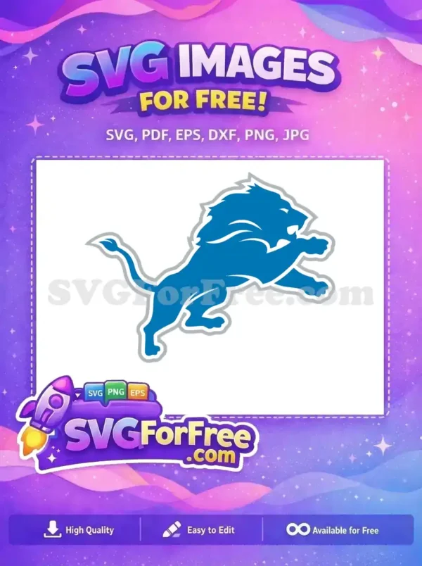 Free Leaping Roaring Lion Free Blue Silver Detroit Free SVG