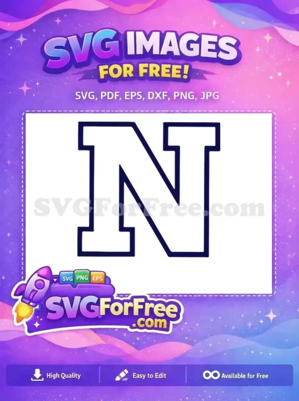 Free Navy Blue Line Free Letter Initial N Sport Free SVG