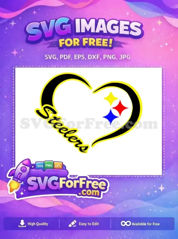 Free Heart Steelers Free Yellow Black Logo Free SVG