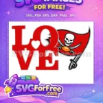 Free Red Love Heart Free Pirate Flag Buccaneers Free SVG - Instant Download