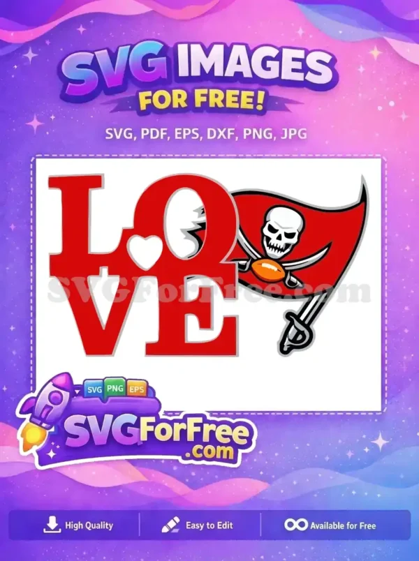 Free Red Love Heart Free Pirate Flag Buccaneers Free SVG
