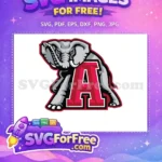 Free Gray Elephant Mascot Free Crimson Letter A Sport Free SVG - Instant Download