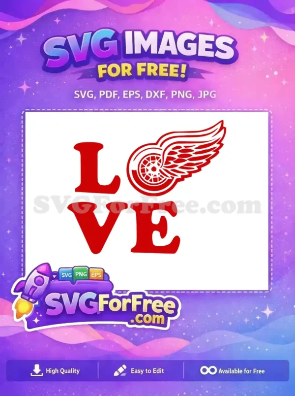 Free Detroit Red Wings Love Free Hockey Red Free SVG