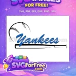 Free Blue Script Font Free Yankees Text Sport Free SVG - Instant Download