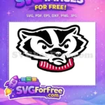 Free Badger Fierce Eyes Free Red Scarf Sport Free SVG - Instant Download