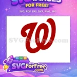 Free Curly Red Letter Free Washington Nationals Sport Free SVG - Instant Download