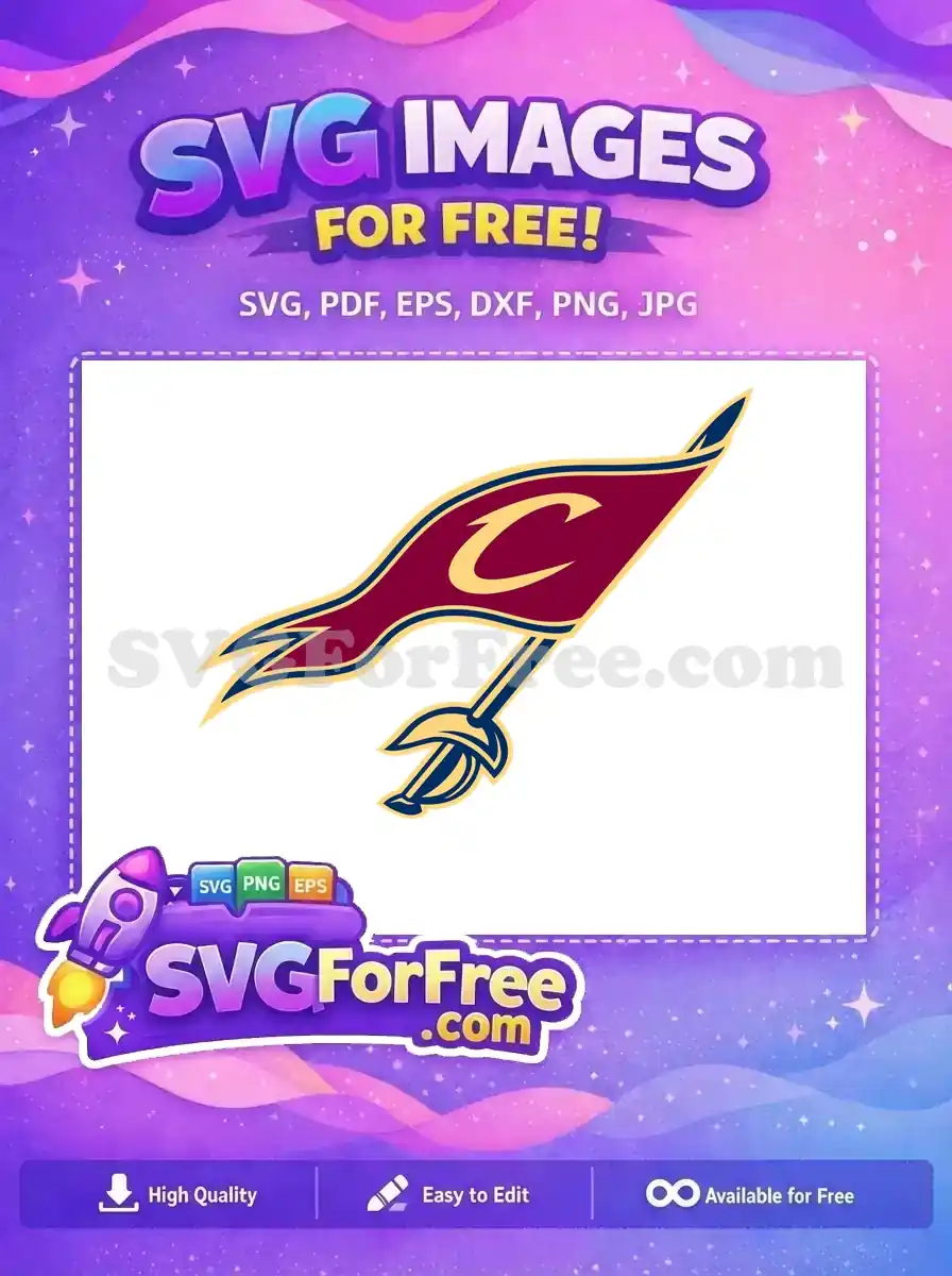 Free Cleveland Cavaliers Gold Trim Free Burgundy Flag Sport Free SVG