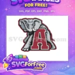 Free Gray Elephant Mascot Free Crimson Letter A Alabama Free SVG 1 - Instant Download